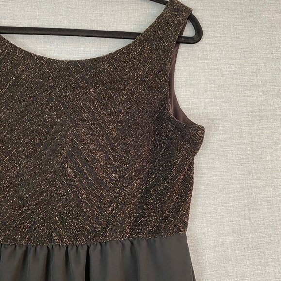 Jolie Sleeveless Dress Metallic Top Sheer Sharkbite Overlay on Skirt Sz 10 - Picture 3 of 9